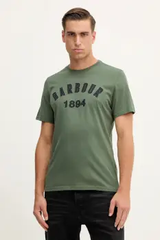 Barbour tricou din bumbac HOLLINS culoarea verde, cu imprimeu, MTS1472 imagine