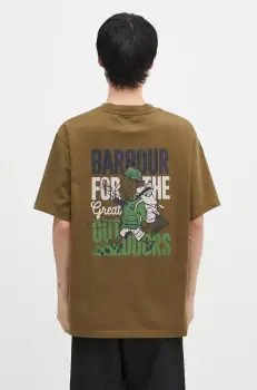 Barbour tricou din bumbac Leonard OS Graphic barbati, culoarea verde, cu imprimeu, MTS1353 imagine