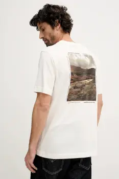 Barbour tricou din bumbac Parkend culoarea bej, cu imprimeu, MTS1541 imagine