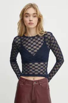 Bardot bluza ADONI femei, culoarea albastru marin, neted, 59741TB imagine