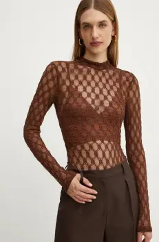 Bardot bluza ADONI femei, culoarea maro, modelator, 59473TB imagine