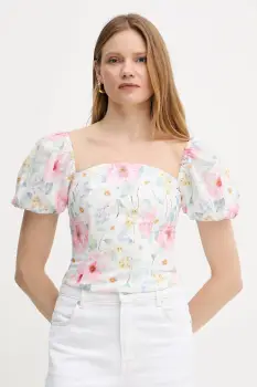 Bardot bluza culoarea alb, cu imprimeu, 59890TB imagine