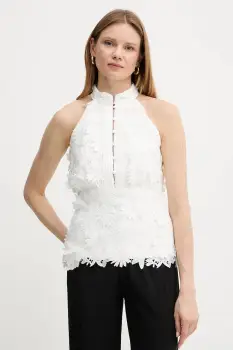 Bardot bluza culoarea alb, in modele florale, 59846TB imagine