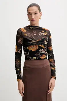 Bardot bluza culoarea negru, cu imprimeu, 60047TB imagine