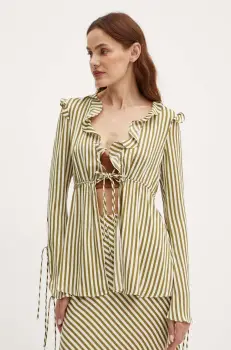 Bardot bluza DHALIA femei, culoarea verde, in dungi, 59306TB imagine