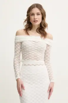 Bardot bluza femei, culoarea bej, neted, 59742TB imagine