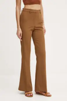 Bardot pantaloni HALIFAX femei, culoarea maro, evazati, high waist, 58902PB imagine