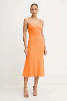 Bardot rochie ADONI culoarea portocaliu, maxi, mulata, 57998DB1 imagine