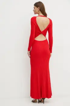 Bardot rochie AMARO culoarea rosu, maxi, evazati, 59510DB imagine
