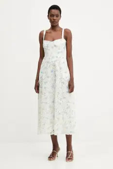 Bardot rochie culoarea alb, maxi, evazati, 58655DB3 imagine