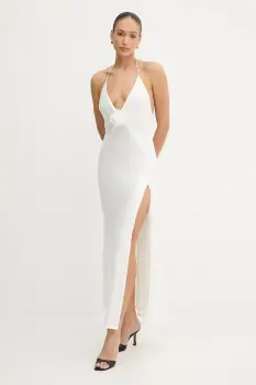 Bardot rochie culoarea alb, maxi, evazati, 59278DB5 imagine