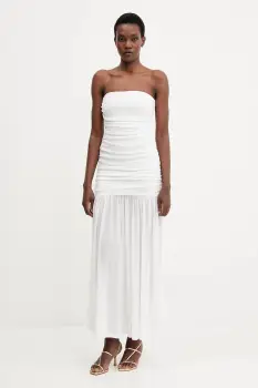 Bardot rochie culoarea alb, maxi, evazati, 59875DB2 imagine