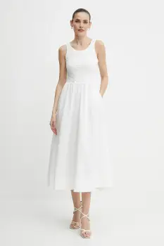 Bardot rochie culoarea alb, maxi, evazati, 59879DB imagine