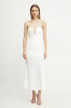 Bardot rochie culoarea alb, maxi, mulata, 59692DB1 imagine