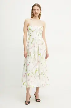 Bardot rochie culoarea alb, midi, evazati, 58164DB3 imagine