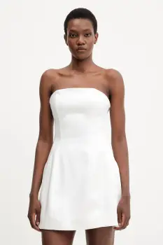 Bardot rochie culoarea alb, mini, evazati, 59333DB8 imagine