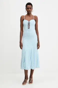 Bardot rochie culoarea bej, maxi, mulata, 59928DB imagine