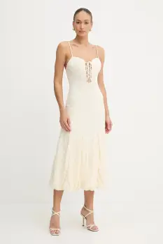 Bardot rochie culoarea bej, maxi, mulata, 59928DB imagine