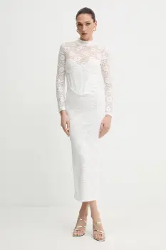 Bardot rochie culoarea bej, maxi, mulata, 60189DB imagine