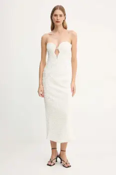 Bardot rochie culoarea bej, mini, drept, 59946DB imagine