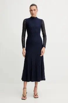 Bardot rochie culoarea bleumarin, midi, evazati, 59476DB2 imagine