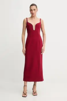 Bardot rochie culoarea bordo, maxi, drept, 59009DB2 imagine