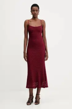 Bardot rochie culoarea bordo, maxi, mulata, 57998DB9 imagine