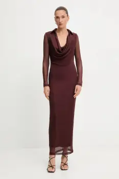 Bardot rochie culoarea bordo, maxi, mulata, 59613DB1 imagine