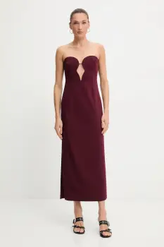 Bardot rochie culoarea bordo, midi, mulata, 57941DB3 imagine
