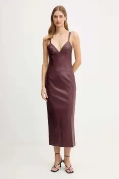 Bardot rochie culoarea bordo, midi, mulata, 60086DB imagine