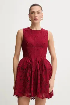 Bardot rochie culoarea bordo, mini, evazati, 60091DB imagine