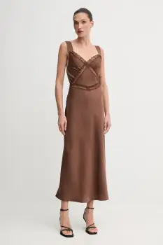 Bardot rochie culoarea galben, maxi, evazati, 58603DB imagine