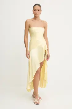 Bardot rochie culoarea galben, maxi, evazati, 59266DB imagine