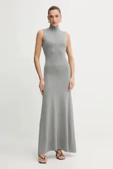 Bardot rochie culoarea gri, maxi, evazati, 60085DB imagine