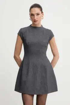 Bardot rochie culoarea gri, mini, evazati, 59329DB3 imagine