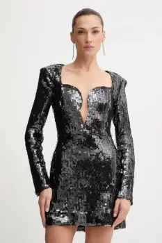 Bardot rochie culoarea gri, mini, evazati, 60120DB imagine