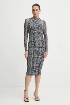 Bardot rochie culoarea gri, mini, mulata, 56305DB3 imagine