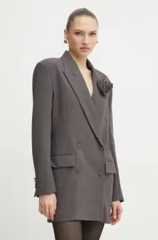 Bardot rochie culoarea gri, mini, oversize, 59055DB1 imagine