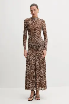 Bardot rochie culoarea maro, maxi, evazati, 58853DB8 imagine