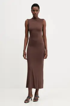 Bardot rochie culoarea maro, maxi, mulata, 59948DB imagine