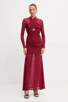 Bardot rochie culoarea maro, maxi, mulata, 59987DB imagine