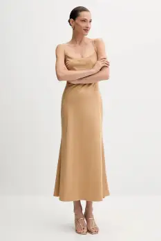 Bardot rochie culoarea maro, midi, evazati, 59194DB3 imagine