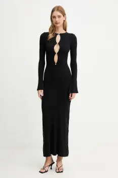 Bardot rochie culoarea negru, maxi, evazati, 59801DB imagine