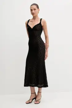 Bardot rochie culoarea negru, maxi, evazati, 59964DB imagine