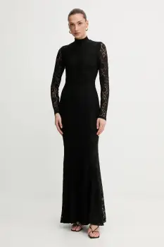 Bardot rochie culoarea negru, maxi, evazati, 60076DB imagine