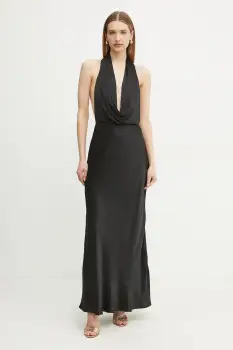 Bardot rochie culoarea negru, maxi, mulata, 59814DB imagine