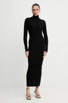 Bardot rochie culoarea negru, maxi, mulata, 60170DB imagine