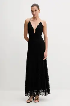 Bardot rochie culoarea negru, midi, evazati, 60060DB imagine