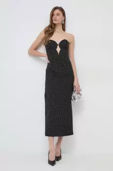 Bardot rochie culoarea negru, midi, mulata imagine
