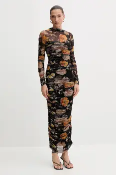 Bardot rochie culoarea negru, midi, mulata, 60096DB imagine